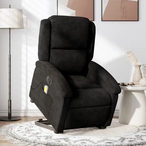 vidaXL Fotoliu electric de masaj rabatabil cu ridicare, negru, catifea