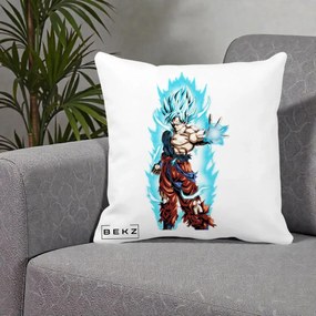 Perna Personalizata Dragon Ball Goku Ultra Instinct Blue, 40x40 cm, Alba Mata, Husa Detasabila, Perna Inclusa, BEKZ®