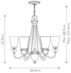 Lustră pe lanț Hinkley HK-MAYFLOWER6 MAYFLOWER 6xE27/60W/230V