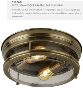 Plafoniera pentru baie IP44 35cm Glasgow alama antic 5182AB SRT