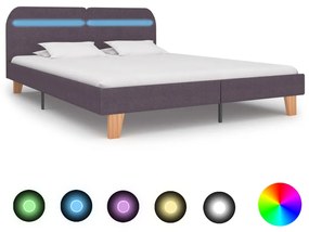 vidaXL Cadru de pat cu LED-uri, gri taupe, 160x200cm, material textil