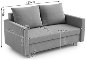 Canapea două locuri Louis (gri închis). 1065642