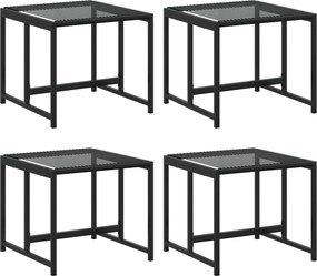 vidaXL Taburete de grădină, 4 buc. negru, poliratan