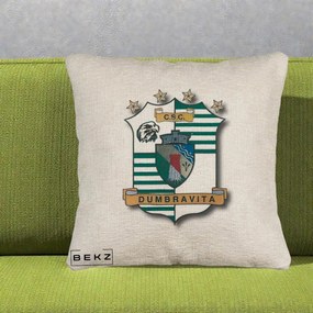 Perna Personalizata CSC Dumbravita Fotbal, 40x40 cm, Bej Canapea, Husa Detasabila, Perna Inclusa, BEKZ®