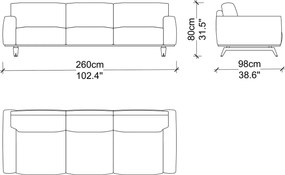 Canapea lemn masiv Sophia 260 cm