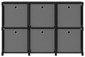 322607 vidaXL Raft expunere, 6 cuburi + cutii, negru, 103x30x72,5 cm, textil