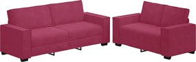vidaXL Set canapele cu perne, 2 piese, roșu vin, catifea