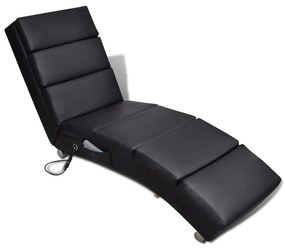 vidaXL Șezlong de masaj, negru, piele ecologică