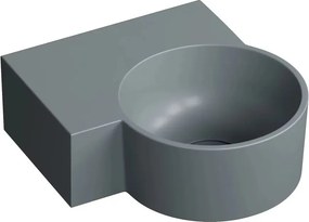 Lavoar suspendat Omnires Ovo M+ finisaj gri cenusa mat 33.5 cm stanga