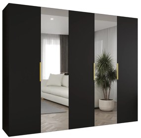 Dulap de haine 250 cm Mirabella 2 (Negru + Auriu). 1126431