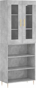 vidaXL Dulap înalt, gri beton, 69,5x34x180, lemn compozit