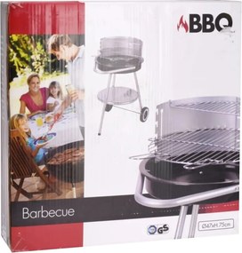 Grătar BBQ rotund pe cărbuni Ø47 cm, cu raft și roți, reglabil, pentru grădină și outdoor