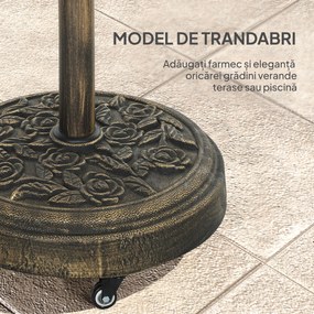 Outsunny Bază Rotundă pentru Umbrelă de Exterior, 21 kg, Bază din Rășină cu Roți și Suport pentru Umbrele de 3,3 cm/3,8 cm/4,8 cm, pentru Grădină, Terasă, Piscină, Bronz | Aosom Romania