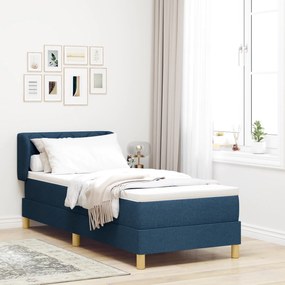 vidaXL Pat box spring cu saltea, albastru, 80x200 cm, textil