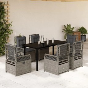 vidaXL Set mobilier de grădină cu perne, 7 piese gri deschis poliratan