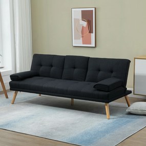 HOMCOM Canapea Extensibilă cu 3 Locuri, 2 Brațe Detașabile și Suport pentru Pahare, 181x77x78 cm, Gri antracit | Aosom Romania