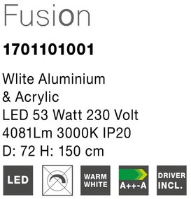 Lustra LED design modern Fusion, alb