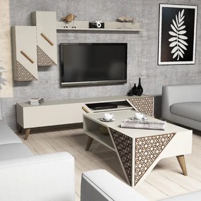 Set Comoda TV si Masuta de Cafea Living Beril Cream
