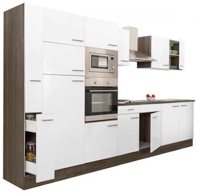 Mobilă de bucătărie Yorki 360, corp din stejar Yorki, cu față alb satinat