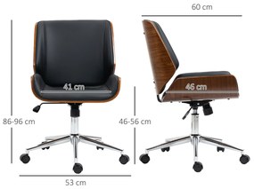 Vinsetto Scaun de birou Vintage, căptușit, din piele ecologică, lemn și oțel, 53x60x86-96 cm, negru și maro închis | Aosom Romania