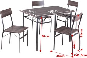Set dining, maro/negru, GIROL 1+4