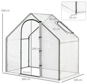Outsunny sera de gradina, sera din PVC transparent sera pentru plante, legume, fructe 180x105x165 cm | AOSOM RO