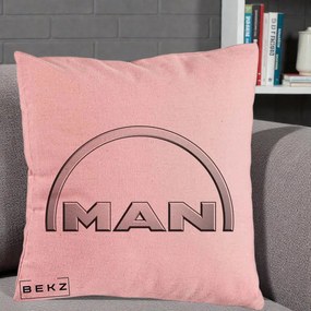 Perna Personalizata cu emblema MAN, 40x40 cm, Roz, Husa Detasabila, Perna Inclusa, BEKZ®