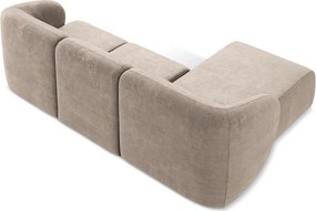 Colțar maro deschis cu tapițerie din chenille (cu colț pe partea stângă/cu șezlong) Lani – Makamii