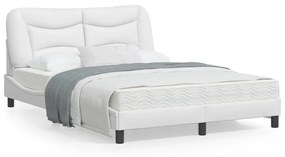 3207989 vidaXL Cadru de pat cu tăblie, alb, 120x200 cm, piele ecologică