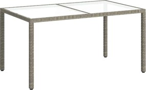 vidaXL Masă de grădină, gri, 150x90x75 cm, sticlă securizată/poliratan