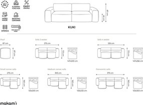 Colțar verde extensibil cu tapițerie din chenille (cu colț pe partea dreaptă/cu șezlong) Kuki – Makamii