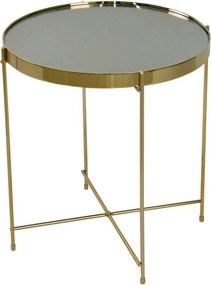 Masuta cafea LEONE, auriu, sticla/metal, 43x43x46 cm