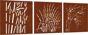 vidaXL Decor de perete 3 buc. 55x55 cm model iarba oțel Corten