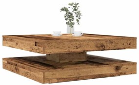 vidaXL Măsuță cafea rotativă 360 grade, lemn vechi 90x90x34,5 cm