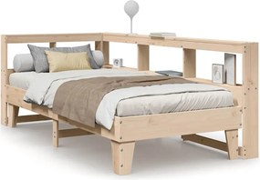 vidaXL Pat cu bibliotecă fără saltea, 90x190 cm, lemn masiv de pin