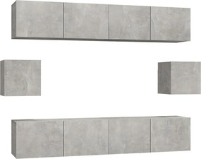 vidaXL Set dulap TV, 6 piese, gri beton, lemn prelucrat