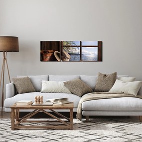 Tablou - Echipament de pescuit (cu ceas) (90x30 cm)