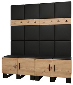 Set mobilier pentru hol Amanda 3 (Stejar artisan + piele ecologică Negru). 1085883