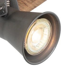 Spotlight rustic negru cu lemn reglabil - Jelle