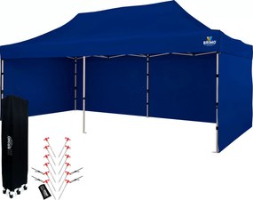 Cortină de petrecere 3x6m cu structură tip foarfecă (3 pereți) - Construcție din oțel și pânză 320g/m² - cu 3 pereți - Albastru