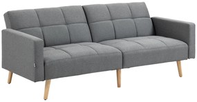 HOMCOM 2 in 1 Canapea cu functie de pat 205 x 88 cm Canapea cu Scaun, Aspect de ln Gri | Aosom Romania