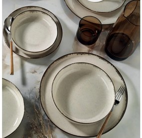 Set de veselă din porțelan, 18 piese, bej