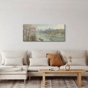 Tablou - Camille Pissarro, The Louvre, Afternoon, Rainy Weather, reproducere (120x50 cm)