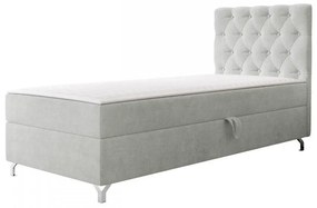 Pat de o persoană 80 cm Jenaks 1 (Gri) (cu somieră și saltea) (cu sp. depozitare) (S). 1103576