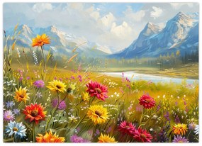Tablou pe sticlă - Peisaj pictat (70x50 cm)