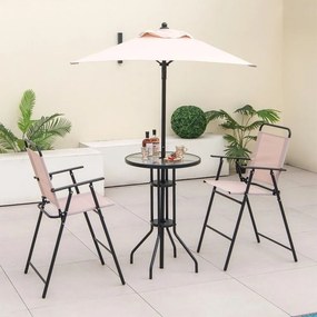 Set de bar pentru exterior, 4 piese, cu umbrelă