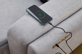 Coltar dumonde cu 2 reclinere electrice, tetiere reglabile, incarcare USB, Arvion 341x103cm