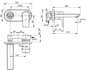 Baterie lavoar incastrata Ideal Standard Tesi crom lucios