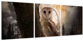 Tablou cu bufnița (cu ceas) (90x30 cm)