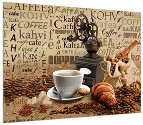 Tablou cu cafea rășniță și croissanți (70x50 cm), în 40 de alte dimensiuni noi